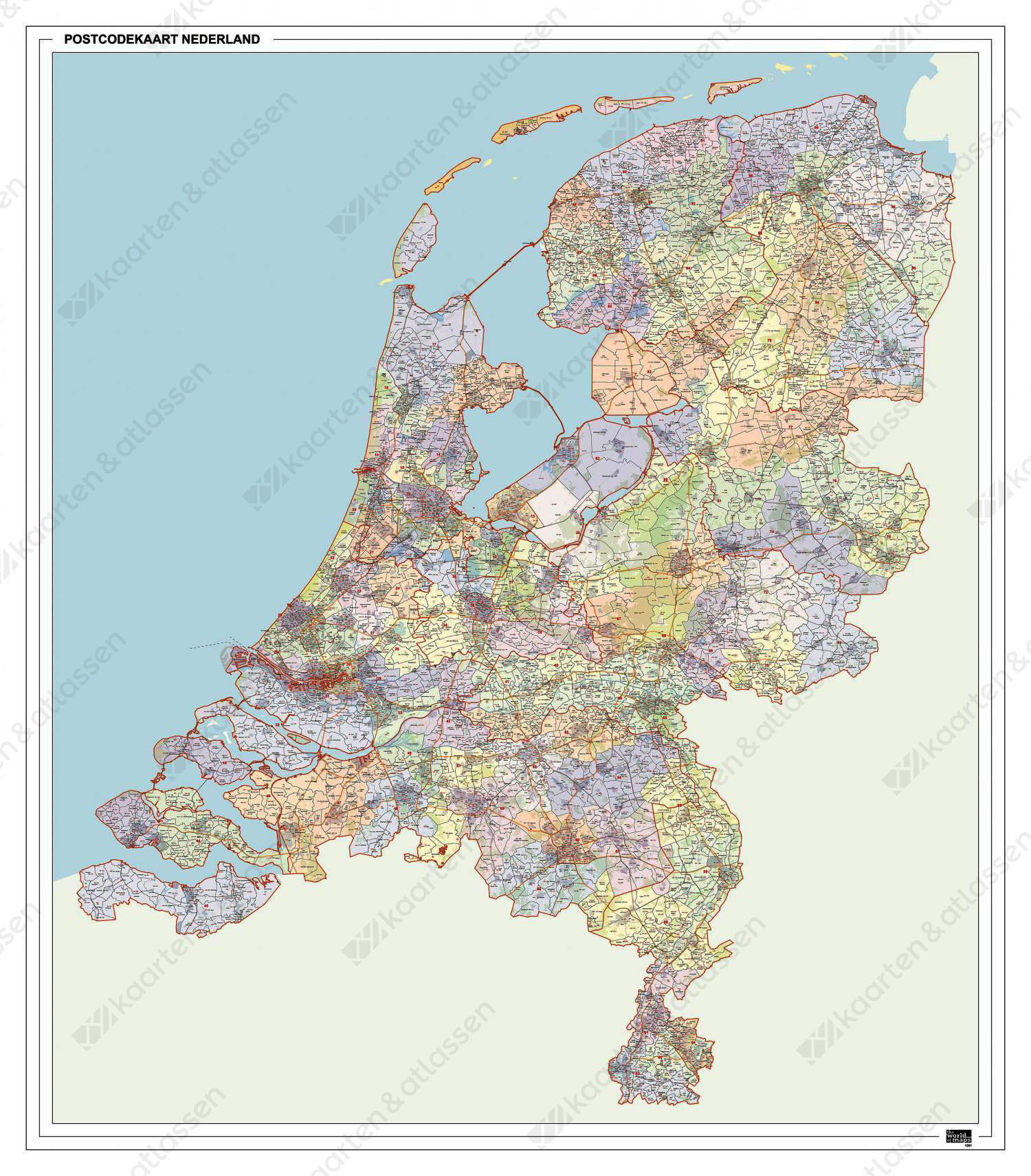 Digitale 2 En 4 Cijferige Postcodekaart Nederland Met Huishoudens Xxl 1261 Kaarten En Atlassennl 9327